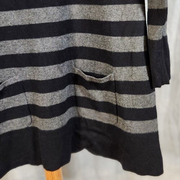 Chelsea Theodore XL $85 Black Gray Stripe Tie Back Tunic Sweater Dark Academia - Picture 3 of 9